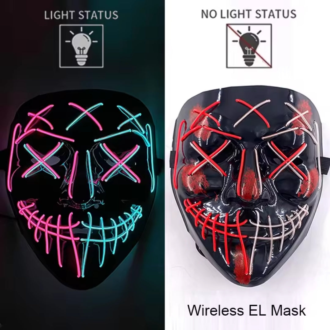 Halloween Masker - Lichtgevend Neon Horror Design met Meerdere Lichtstanden