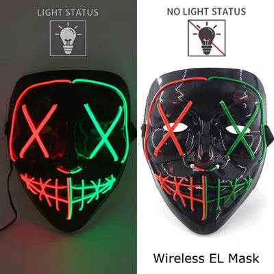 Halloween Masker - Lichtgevend Neon Horror Design met Meerdere Lichtstanden