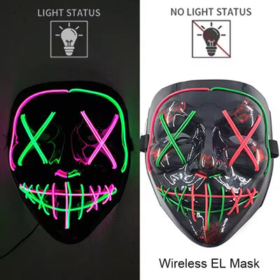 Halloween Masker - Lichtgevend Neon Horror Design met Meerdere Lichtstanden