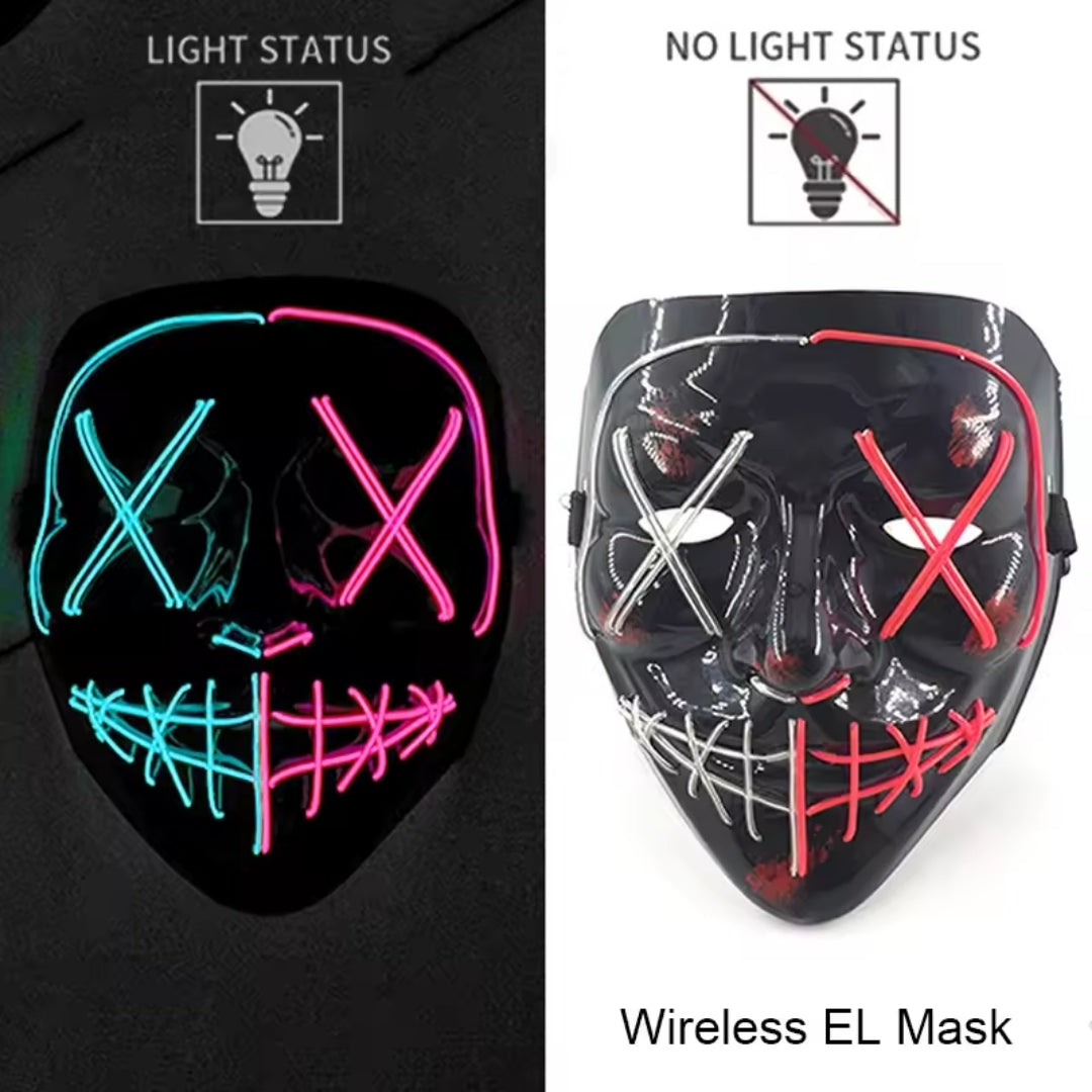 Halloween Masker - Lichtgevend Neon Horror Design met Meerdere Lichtstanden