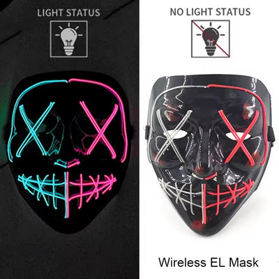 Halloween Masker - Lichtgevend Neon Horror Design met Meerdere Lichtstanden