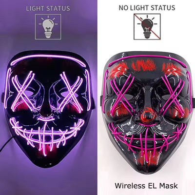 Halloween Masker - Lichtgevend Neon Horror Design met Meerdere Lichtstanden