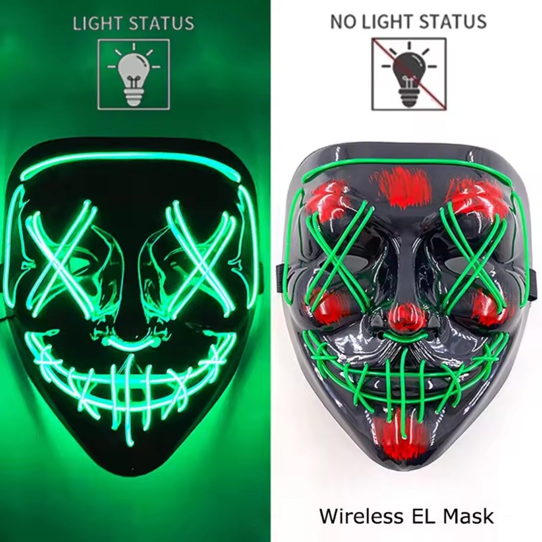 Halloween Masker - Lichtgevend Neon Horror Design met Meerdere Lichtstanden