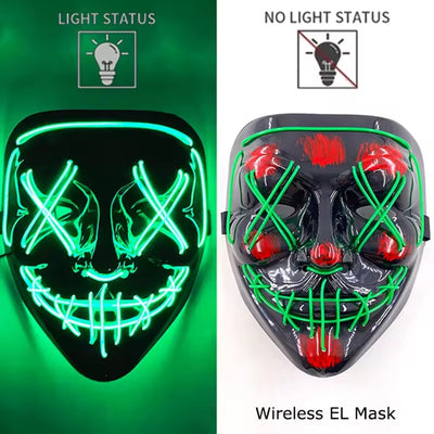 Halloween Masker - Lichtgevend Neon Horror Design met Meerdere Lichtstanden