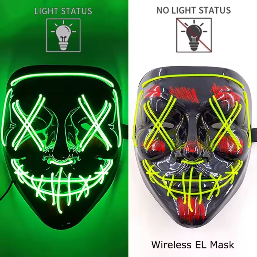 Halloween Masker - Lichtgevend Neon Horror Design met Meerdere Lichtstanden