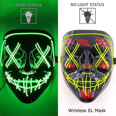 Halloween Masker - Lichtgevend Neon Horror Design met Meerdere Lichtstanden