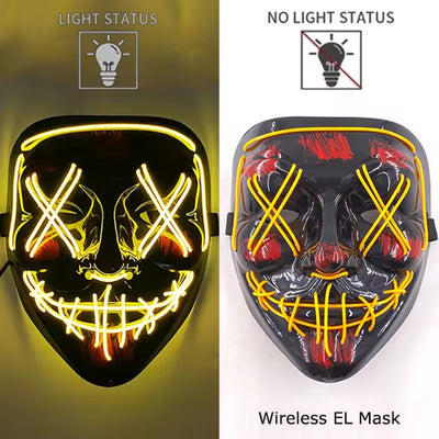 Halloween Masker - Lichtgevend Neon Horror Design met Meerdere Lichtstanden