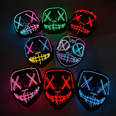Halloween Masker - Lichtgevend Neon Horror Design met Meerdere Lichtstanden
