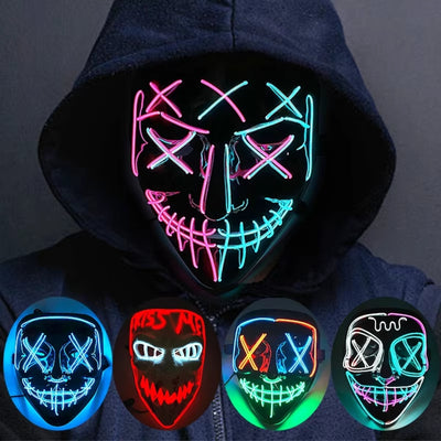 Halloween Masker - Lichtgevend Neon Horror Design met Meerdere Lichtstanden