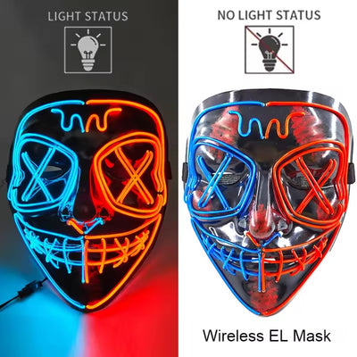 Halloween Masker - Lichtgevend Neon Horror Design met Meerdere Lichtstanden