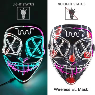Halloween Masker - Lichtgevend Neon Horror Design met Meerdere Lichtstanden