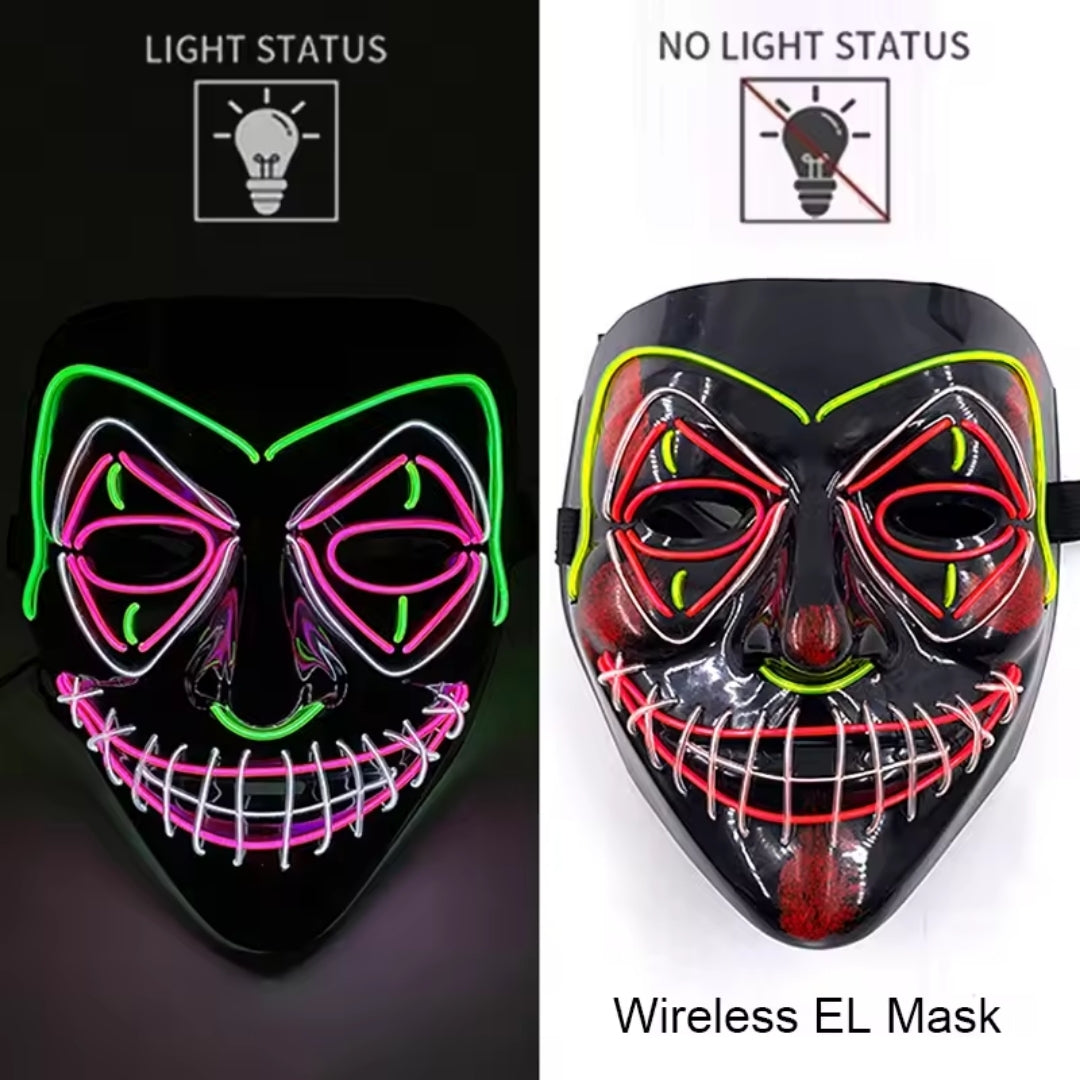 Halloween Masker - Lichtgevend Neon Horror Design met Meerdere Lichtstanden