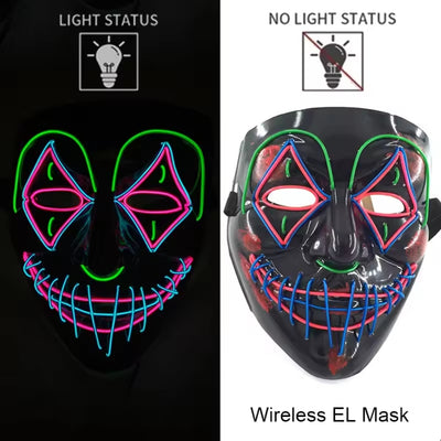 Halloween Masker - Lichtgevend Neon Horror Design met Meerdere Lichtstanden