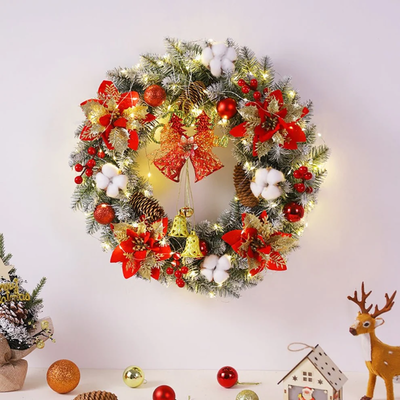 LED Kerstkrans - Klassieke Decoratie met Gouden Gloed