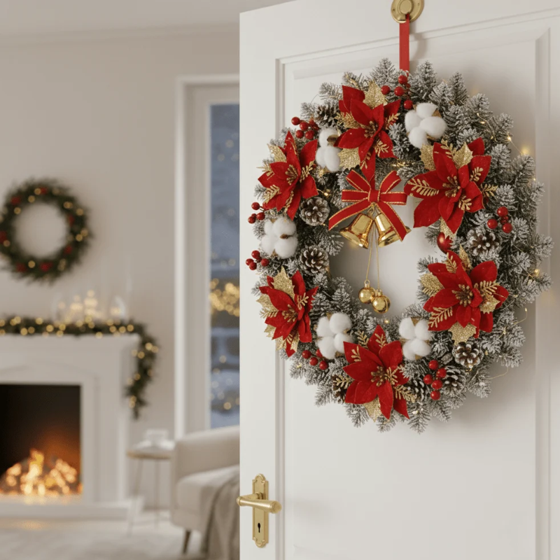 LED Kerstkrans - Klassieke Decoratie met Gouden Gloed