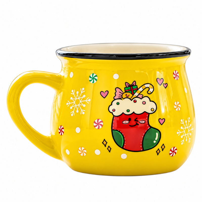 Keramische Kerst Koffiemok met Vrolijk Cartoon-Ontwerp
