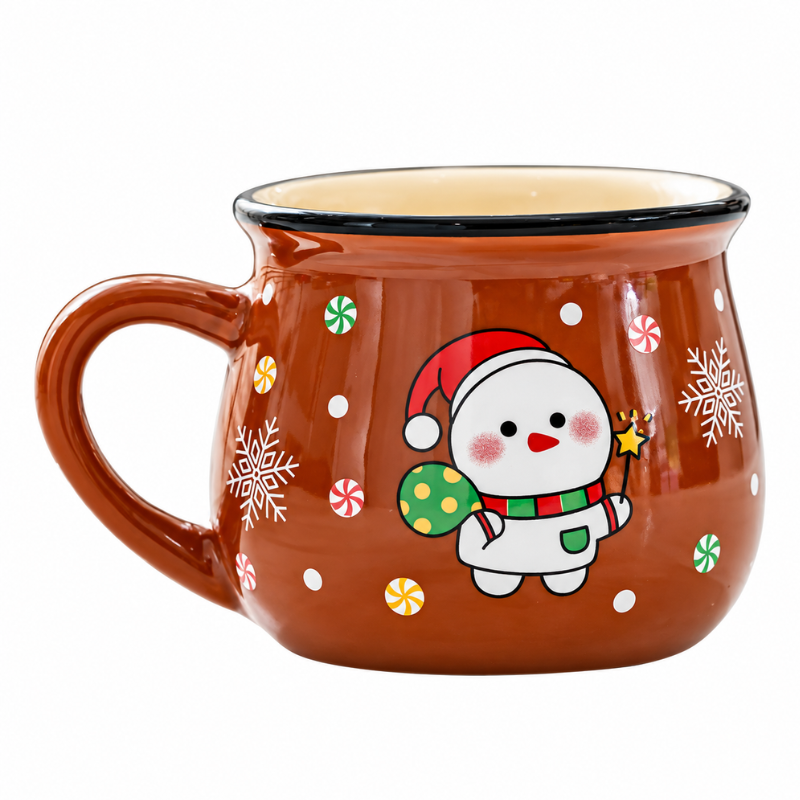 Keramische Kerst Koffiemok met Vrolijk Cartoon-Ontwerp