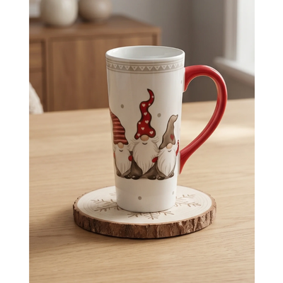 Kerstmok van Wit Keramiek met Scandinavisch Kerstmotief