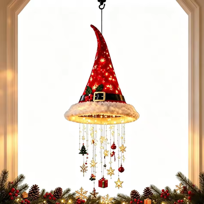 Kerstman Hoed Kroonluchter met Warme LED Gloed