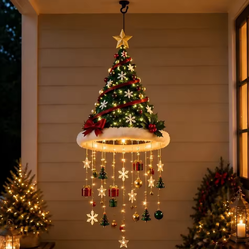 Kerstman Hoed Kroonluchter met Warme LED Gloed