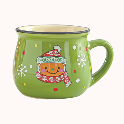 Keramische Kerst Koffiemok met Vrolijk Cartoon-Ontwerp