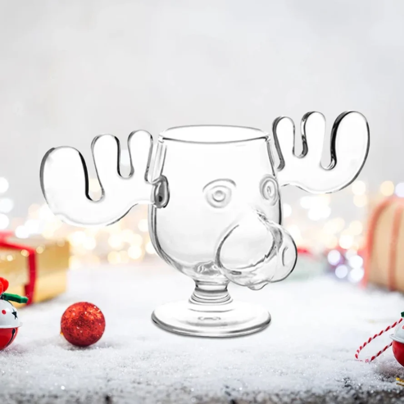 Transparante Kerst Mok met Rendierhoofd en Gewei