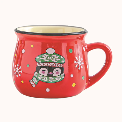 Keramische Kerst Koffiemok met Vrolijk Cartoon-Ontwerp
