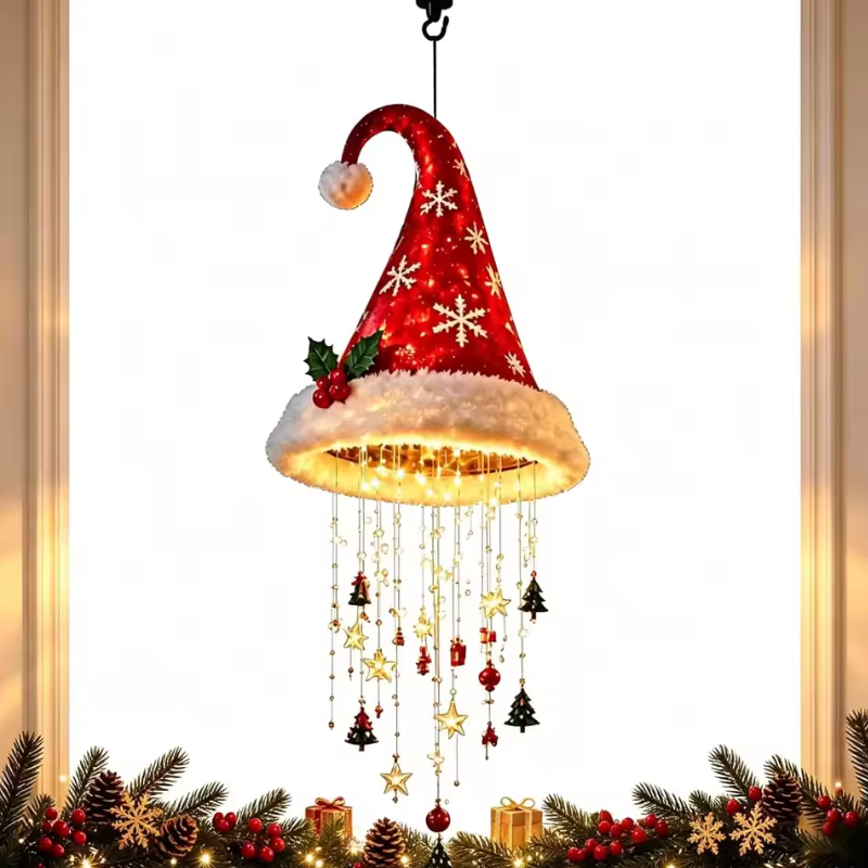 Kerstman Hoed Kroonluchter met Warme LED Gloed