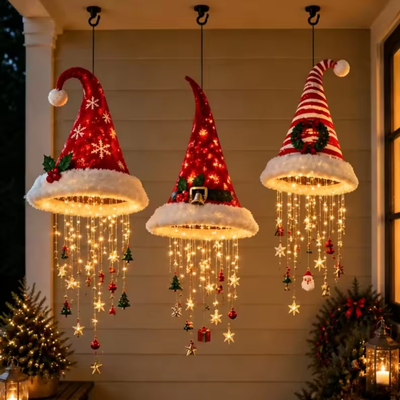 Kerstman Hoed Kroonluchter met Warme LED Gloed