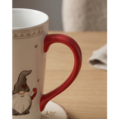 Kerstmok van Wit Keramiek met Scandinavisch Kerstmotief