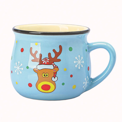 Keramische Kerst Koffiemok met Vrolijk Cartoon-Ontwerp