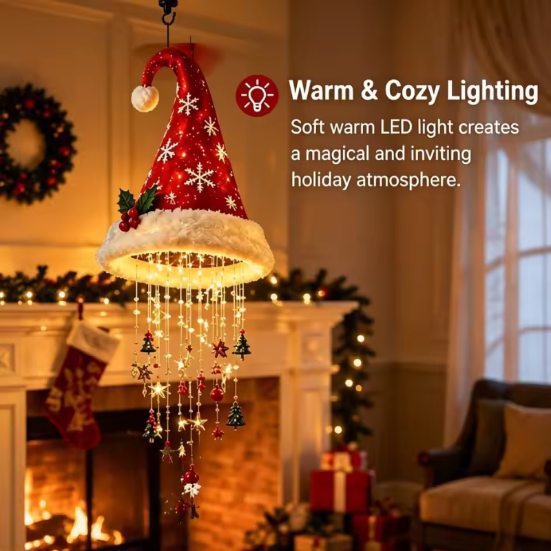 Kerstman Hoed Kroonluchter met Warme LED Gloed