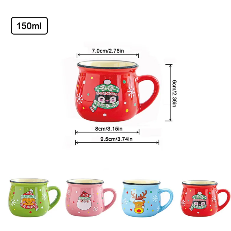 Keramische Kerst Koffiemok met Vrolijk Cartoon-Ontwerp