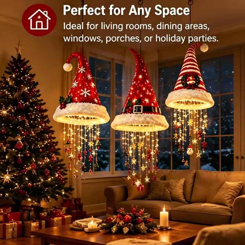 Kerstman Hoed Kroonluchter met Warme LED Gloed