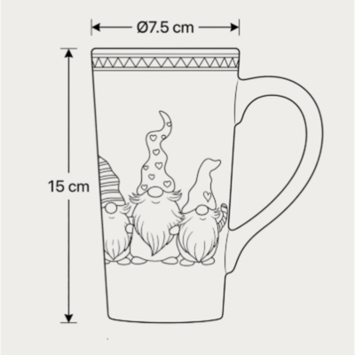 Kerstmok van Wit Keramiek met Scandinavisch Kerstmotief