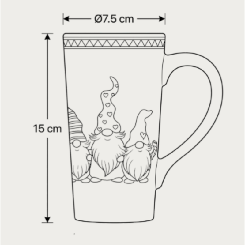 Kerstmok van Wit Keramiek met Scandinavisch Kerstmotief
