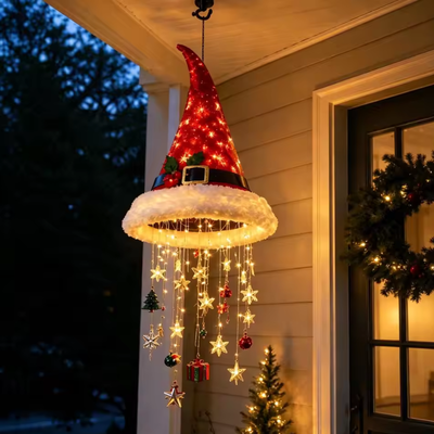 Kerstman Hoed Kroonluchter met Warme LED Gloed
