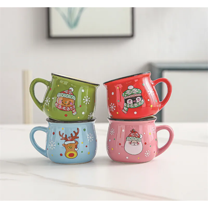 Keramische Kerst Koffiemok met Vrolijk Cartoon-Ontwerp