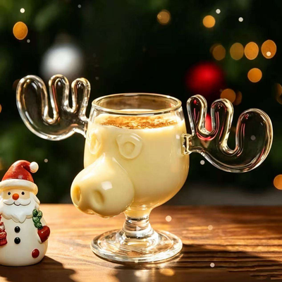 Transparante Kerst Mok met Rendierhoofd en Gewei