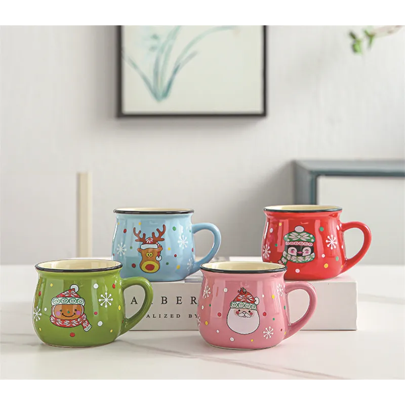 Keramische Kerst Koffiemok met Vrolijk Cartoon-Ontwerp