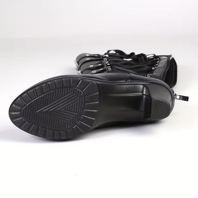 Gothic Punk Hoge Laarzen met Gespen en Blokhak - Vicky