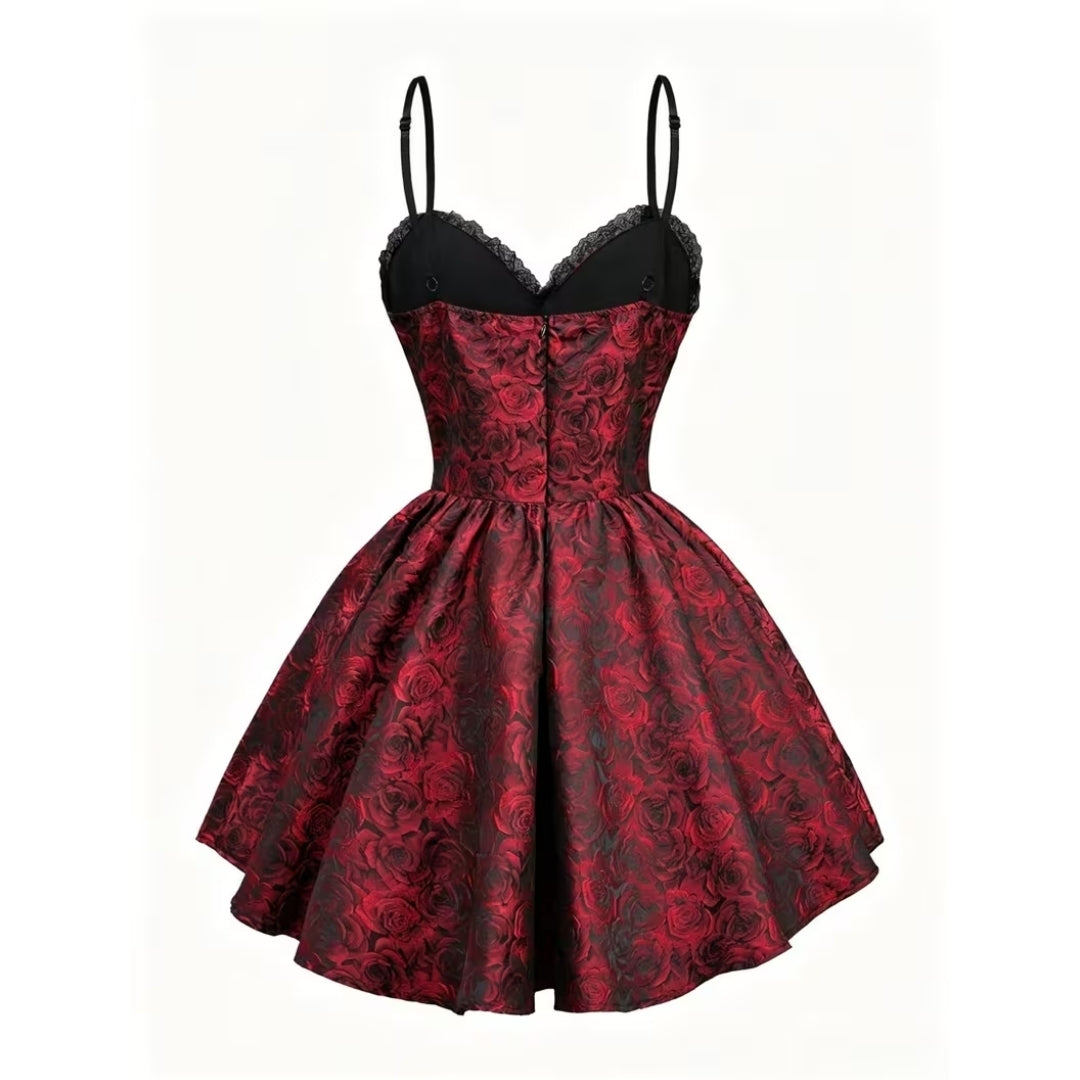 Rode Vampier Jurk - Gothic Stijl met Veterdetail Voor Halloween