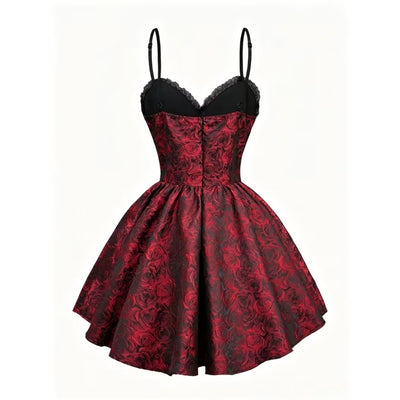 Rode Vampier Jurk - Gothic Stijl met Veterdetail Voor Halloween
