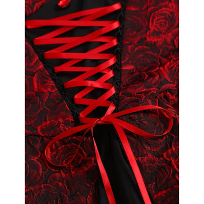 Rode Vampier Jurk - Gothic Stijl met Veterdetail Voor Halloween