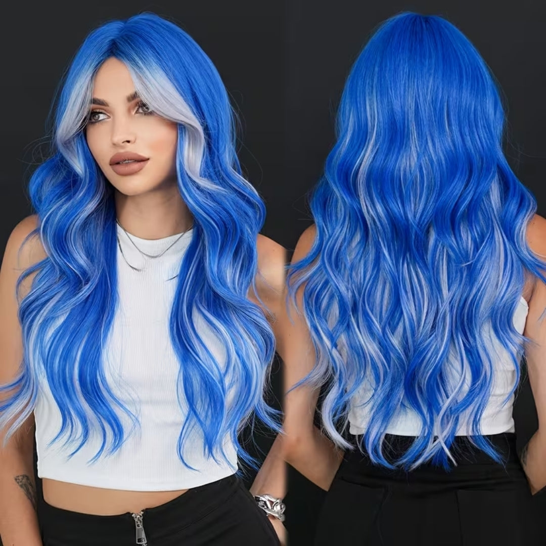 Zwart Rode Pruik - Lange Krullende Ombre Look Voor Halloween