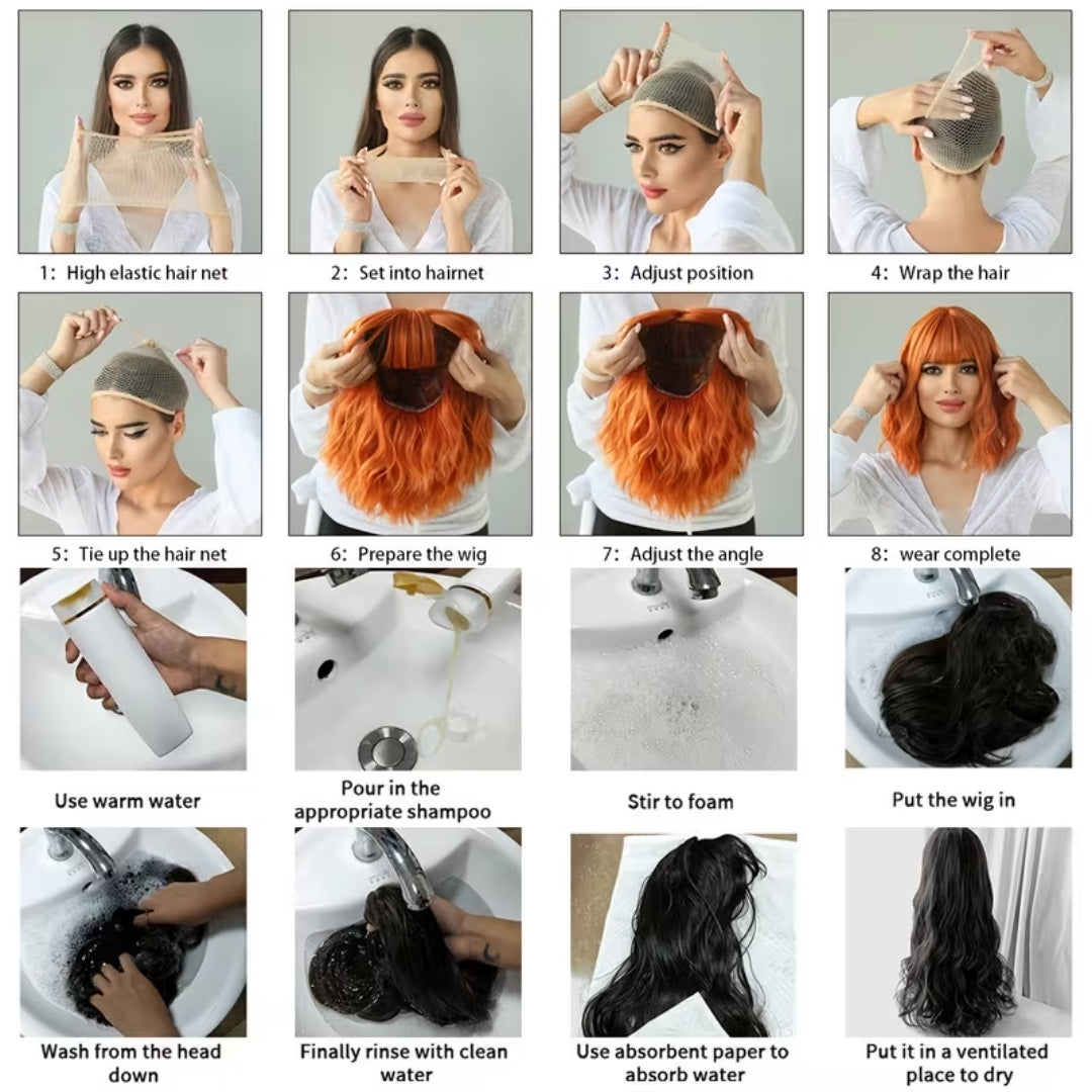 Zwart Rode Pruik - Lange Krullende Ombre Look Voor Halloween