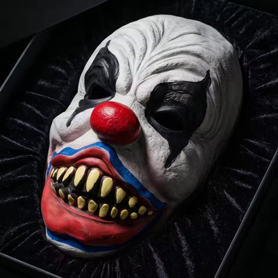 Halloween Masker - Griezelige Clown met Rode Neus en Scherpe Tanden