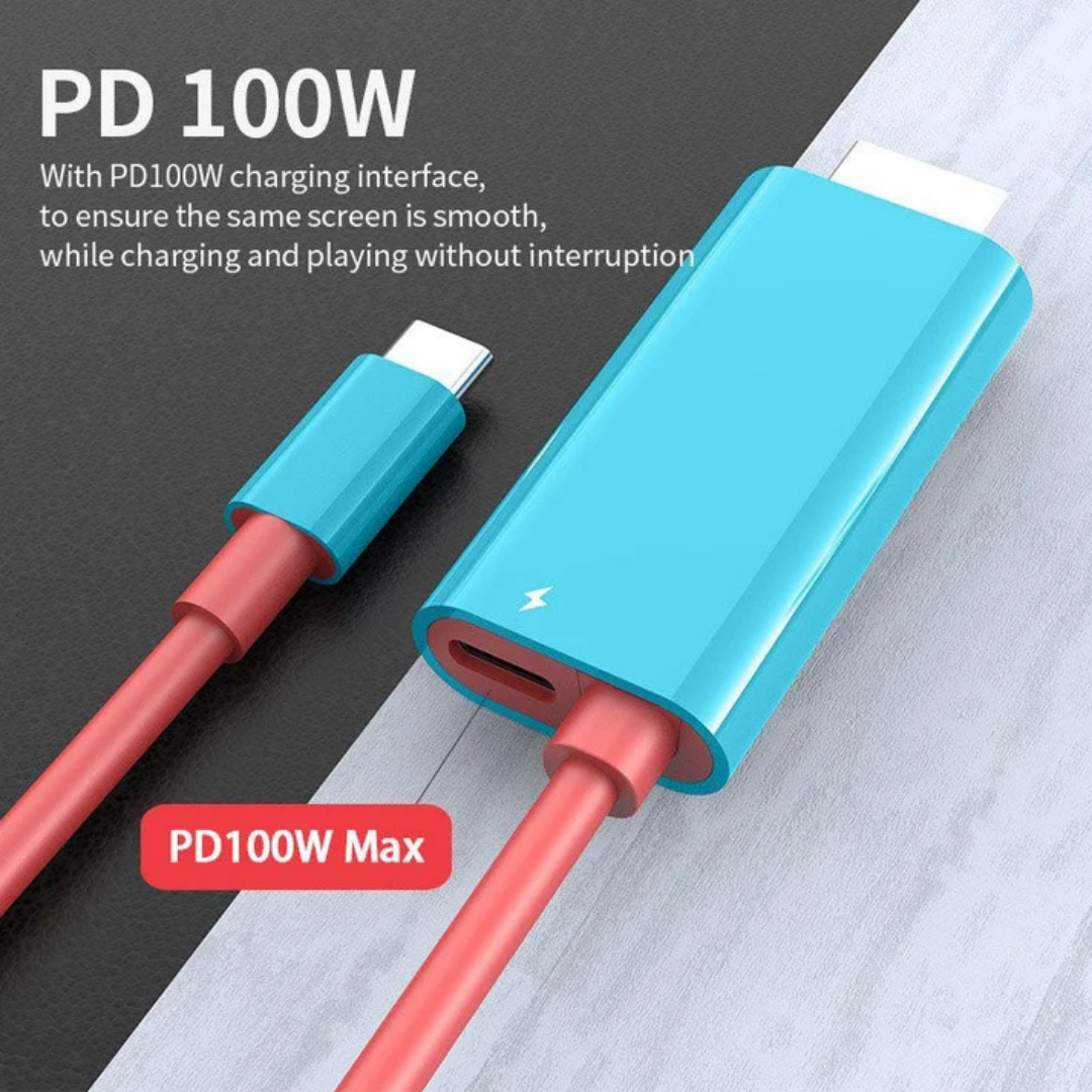 USB-C Naar HDMI Kabel - 2M Met PD Snelladen voor Switch, Tablet, Telefoon en Laptop