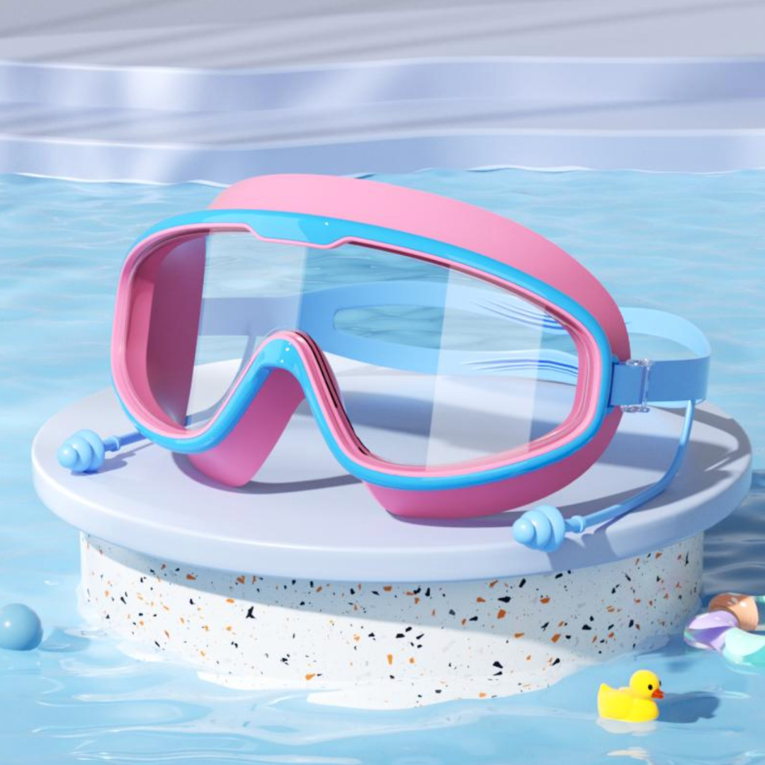 AquaVision - Lunettes de Natation Enfants - Avec Protection Auriculaire & Vision Claire