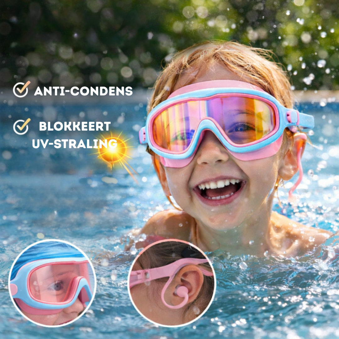 AquaVision - Lunettes de Natation Enfants - Avec Protection Auriculaire & Vision Claire